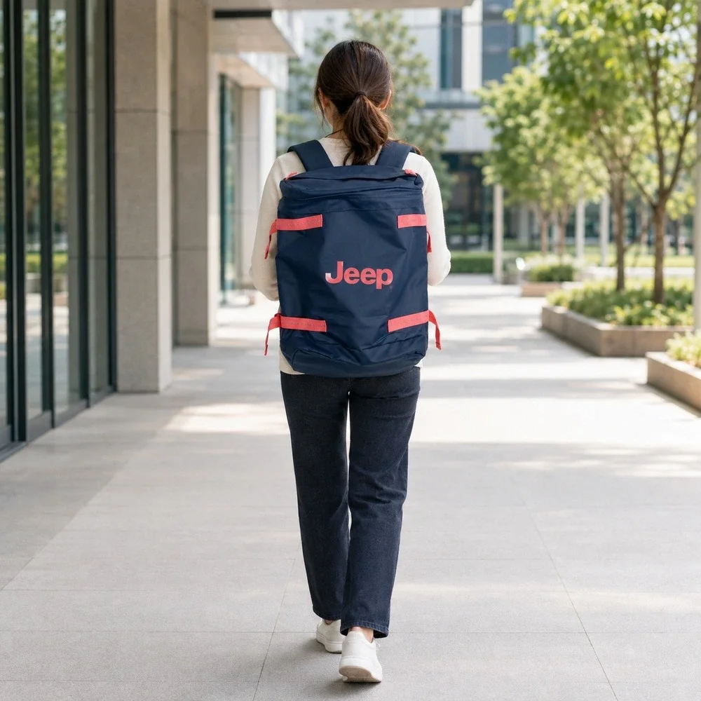 Jeep Adventure Backpack Navy Blue Coral Pink Rucksack Hiking Travel Bag NEW